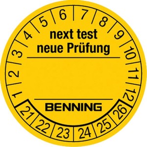 Plakietki kontrolne Benning