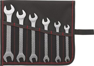 Zestaw kluczy płask.2-str. DIN3110 7-19mm 6-częśc. w zwijanym etui FORMAT