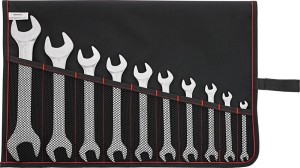 Zestaw kluczy płaskich dwustronnych DIN3110 6-32 mm 10częściowy w zwijanym etui FORMAT