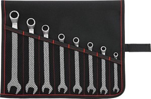 Zestaw kluczy płasko- oczkowych DIN3113B 8-19mm 8-częściowy w zwijanym etui FORMAT