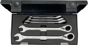 Zestaw kluczy płaskich z grzechotką pierścieniowa, przełączalna,8-19mm,5-cz. GEDORE