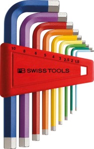 Zest.kluczy trzpien.kąt. w uchw.z tworz.sztuczn. 9-częściowy, 1,5-10mm Rainbow PB Swiss Tools