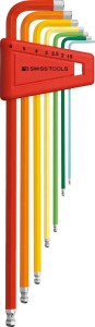 Zest.kluczy trzpien.kąt. w uchw.z tworz.sztuczn. 7-częśc.,1,5-6mm Rainbow końc.kulis.PB Swiss Tools