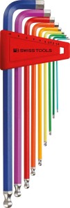 Zest.kluczy trzpien.kąt. w uchw.z tworz.sztuczn. 9-częśc.,1,5-10mm Rainbow końc.kulis.PB Swiss Tools
