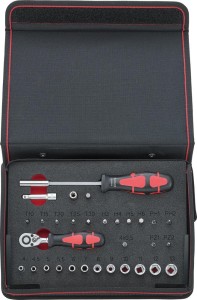 Zest.końc.klucza nasad.1/4" 31-częśc.w nylon.teczce. FORMAT