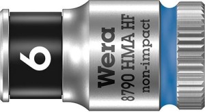 Konc.wymien.klucza nasad. 6-kat.z funkcja przytrz. długa 1/4" 6x mm Wera