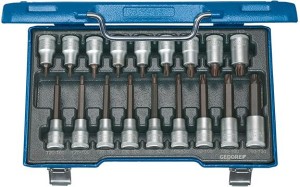 Zest.nasadek wkrętak. 1/2" do śrub z gniazdem Torx 20-T60, 18-cz. GEDORE