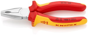 Szczypce uniwers. VDE,z rękoj.wielokompon. 160mm KNIPEX