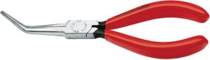 Szczypce igłowe,wygięte z rękojeściąmi z tworz.sztucz. 160mm, KNIPEX