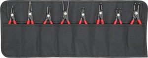 Zestaw szczypiec do pierścieni osadczych, precyzyjnych,w etui zwijanym 8-cz.KNIPEX