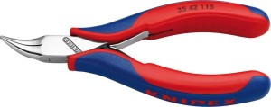 Szczypce chwytajace dla elektroników, szczęki płasko-okrągle, wygięte 115mm KNIPEX