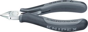 Szczypce tnące boczne dla elektronik.ESD,główka spiczasta płaska z małym skosem 115mm KNIPEX